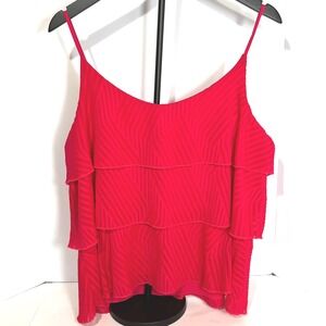 Amadi Ruffle Layered Cami Top Hot Pink Sleeveless Tank Blouse‎ Party